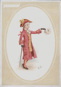 Niño con traje rojo, agitando un pañuelo de Kate (after) Greenaway