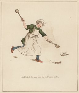 Ilustración de Kate Greenaway para El flautista de Hamelín de Robert Browning (litografia en color) de Kate (after) Greenaway