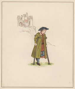 Ilustración de Kate Greenaway para El flautista de Hamelín de Robert Browning (litografia en color) de Kate (after) Greenaway