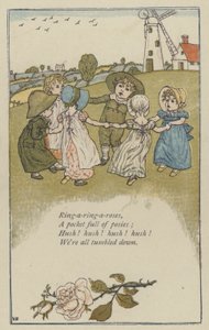 Ring-a-ring-a-roses (litografía a color) de Kate (after) Greenaway