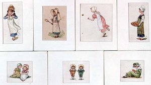 Colección de miniaturas de acuarelas de niños jugando de Kate Greenaway