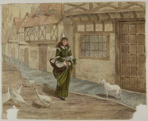 Niña con huevos y gansos de Kate Greenaway