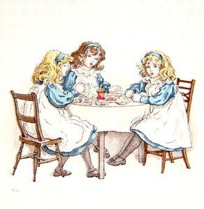 Fiesta del té de las niñas, ilustración de 