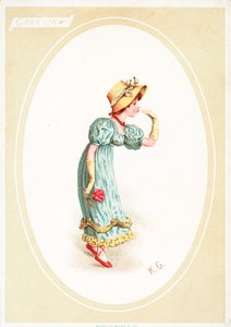 Tarjeta de felicitación (cromolitografía) de Kate Greenaway