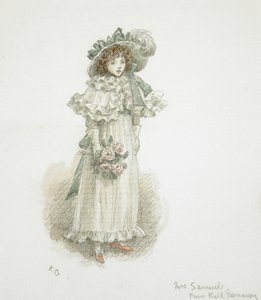 Estudio de una niña pequeña completamente vestida de Kate Greenaway