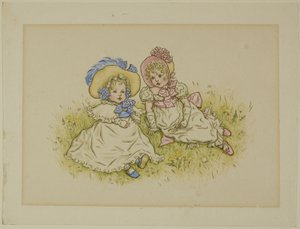 Dos niñas pequeñas con sombreros de Kate Greenaway