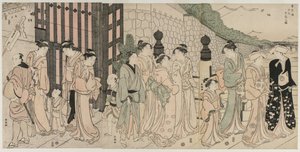 Mil otoños, diez mil años en el puente Tokiwa, principios de 1790s de Katsukawa Shuncho