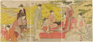 Fiesta de picnic en Hagidera de Katsukawa Shuncho