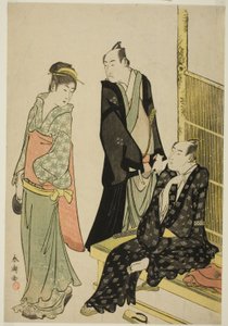 Los actores Onoe Matsusuke I e Ichikawa Omezo I en una casa de té de Katsukawa Shuncho