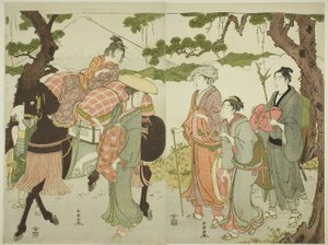 Viajeros en el Tokaido de Katsukawa Shuncho