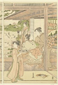 Preparativos para la fiesta de muñecas. de Katsukawa Shuncho