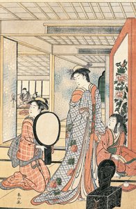Mujer frente al espejo, por Katsukawa Shunsho, Civilización japonesa de Katsukawa Shuncho