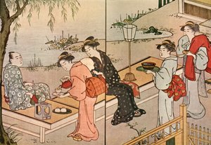 Mujer sirviendo té, 1790 de Katsukawa Shuncho