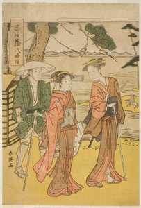 Octavo acto: El viaje nupcial (Michiyuki) de la obra Chushingura (Tesoro de los Cuarenta y Siete Retenedores Leales) de Katsukawa Shun