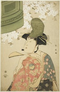 El actor Nakayama Tomisaburô como bailarín Shirabyôshi en "La doncella del templo Dôjô" ("Musume Dôjô-ji") de Katsukawa Shun