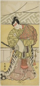 El actor Sakata Hangorô III como Takechi Mitsuhide en "Crónica Muromacho en escritura kana" ("Kanagaki Muromachi bundan") de Katsukawa Shun