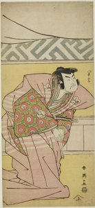El actor Sawamura Sôjûrô III como Oda Kazusanosuke Harunaga en "Crónica Muromacho en escritura kana" ("Kanagaki Muromachi bundan") de Katsukawa Shun