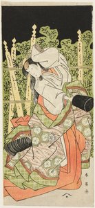 Actor Segawa Kikunojô III Posiblemente como Ono no Komachi en "Komachi Village: Año Nuevo en el Teatro" ("Komachimura shibai no shôgatsu") de Katsukawa Shun