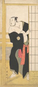 Asao Tamesaburo como un hombre robusto con un kimono verde, ca. 1795