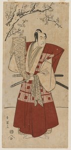 Ichikawa Monnosuke II as a Lord Holding a Banner de Katsukawa Shunei