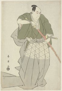 Momonoi Wakasanosuke dibujando una espada Momonoi Wakasanosuke desenvaina una de sus dos espadas de Katsukawa Shunei