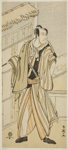 El actor Ichikawa Ebizo (Danjuro V) como Banzui Chobei en la obra Gozen-gakari Sumo Soga, representada en el Teatro Kawarazaki en el segundo mes de 1793.