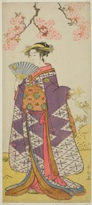 El Actor Ichikawa Komazo II como el Espíritu de la Dama Shiragiku en la Obra Hatsu Midori Saiwai Soga, Representada en el Teatro Kawarazaki en el Tercer Mes de 1791. de Katsukawa Shun
