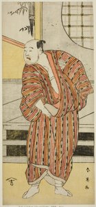 El actor Kataoka Nizaemon VII como Hayakawa Matabei () en la obra Furiwake-gami Aoyagi Soga (), representada en el Teatro Miyako () en el primer mes de 1796 () de Katsukawa Shun