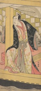 El actor Sawamura Sojuro 3º como un hombre de pie en un bote de placer, ca. 1790 de Katsukawa Shun