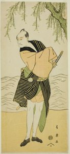 El actor Sawamura Sojuro III como Ume no Yoshihei en la obra Suda no Haru Geisha Katagi, representada en el Teatro Kiri en el primer mes de 1796. de Katsukawa Shun