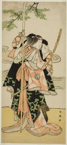 El actor Segawa Kikunojo III como Lady Tomoe (Tomoe Gozen) en la obra Yasa Gumbai Miyako no Jindori, representada en el Teatro Miyako en el undécimo mes de 1793. de Katsukawa Shun