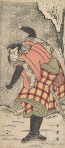 Actor no identificado como un Kyokaku de pie al pie de un acantilado en una tormenta de nieve, ca. 1793 de Katsukawa Shun