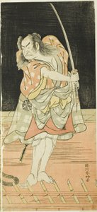 Los actores Nakamura Nakazô I como Danshichi Kurobei e Ichikawa Danjûrô V como Issun Tokubei en "Espejo de Osaka en el Festival de Verano" ("Natsu Matsuri Naniwa Kagami"). de Katsukawa Shunkо̄