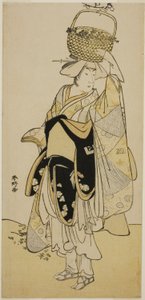 El actor Ichikawa Yaozo III como Shiragiku en la secuencia de danza "Shinobu Uri" de la obra Hatsuhana Mimasu Soga, representada en el Teatro Nakamura en el primer mes de 1785.