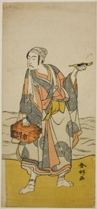 El actor Ichikawa Yaozo II como el barquero Jirosaku en la obra Oyafune Taiheiki, representada en el Teatro Ichimura en el undécimo mes de 1775. de Katsukawa Shunkо̄