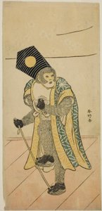El actor Ichimura Uzaemon IX como mono en la obra Mitsu Ningyo Yayoi no Hinagata, representada en el Teatro Nakamura en el segundo mes de 1785. de Katsukawa Shunkо̄
