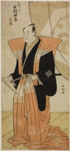 El actor Nakamura Nakazo I saluda al público a su regreso de Osaka de Katsukawa Shunkо̄
