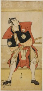 El actor Sakata Hangoro III como Omi no Kotoda en la obra Haru no Nishiki Date-zome Soga, representada en el Teatro Nakamura en el segundo mes de 1790. de Katsukawa Shunkо̄