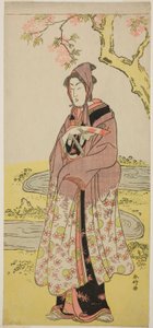 El actor Segawa Kikunojo III como Kumenosuke en la obra Keisei Natori Soga, representada en el Teatro Kiri en el segundo mes de 1788. de Katsukawa Shunkо̄