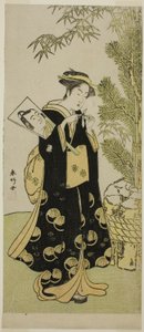 El actor Segawa Kikunojo III como Otora en la obra Ume-goyomi Akebono Soga, representada en el Teatro Ichimura en el tercer mes de 1780. de Katsukawa Shunkо̄