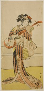 El actor Yamashita Mangiku I como Osan en la obra Kitekaeru Nishiki no Wakayaka, representada en el Teatro Nakamura en el undécimo mes de 1780. de Katsukawa Shunkо̄