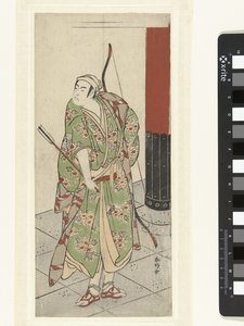 Actor Ichikawa Monnosuke II con arco y flecha
