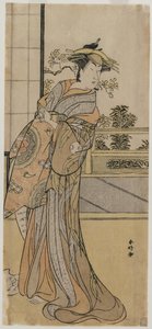 Arashi Murajiro como una cortesana sosteniendo una carta, finales de 1780s