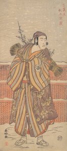 Matsumoto Sumezo como un hombre con atuendo de invierno de pie en la nieve, ca. 1785-90 de Katsukawa Shunko