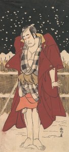 Onoe Matsusuke como Hombre Armado con una Espada, de Pie en la Nieve frente a una Cerca, 1786