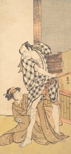 Escena de la obra Yoshitsune y los mil cerezos Yoshitsune..., 8º o 9º mes, 1784 de Katsukawa Shunko