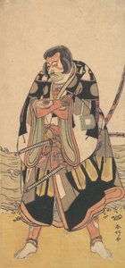El actor Ichikawa Danjuro V como un guerrero cerca de la orilla del mar de Katsukawa Shunko