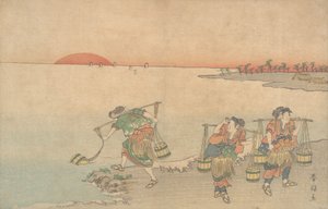 Tres Portadores de Agua en la Orilla, finales del siglo XVIII de Katsukawa Shunko