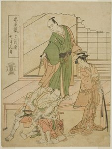 Acto VII: La Casa de Té Ichiriki en la obra Chushingura Juichidan Tsuzuki de Katsukawa Shunsho