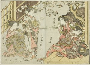 Cortesanas de Asahimaruya, del libro "Espejo de mujeres hermosas de los barrios de placer (Seiro bijin awase sugata kagami)," vol. 1 de Katsukawa Shunsho